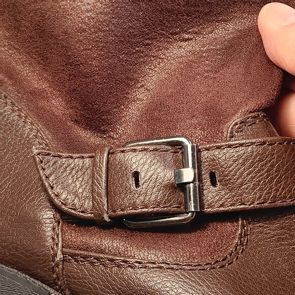 Aldo women's “Legisa” Buckle Motorcycle Fleece Chunky Mid-Calf Boots sz 10 - Picture 5 of 14